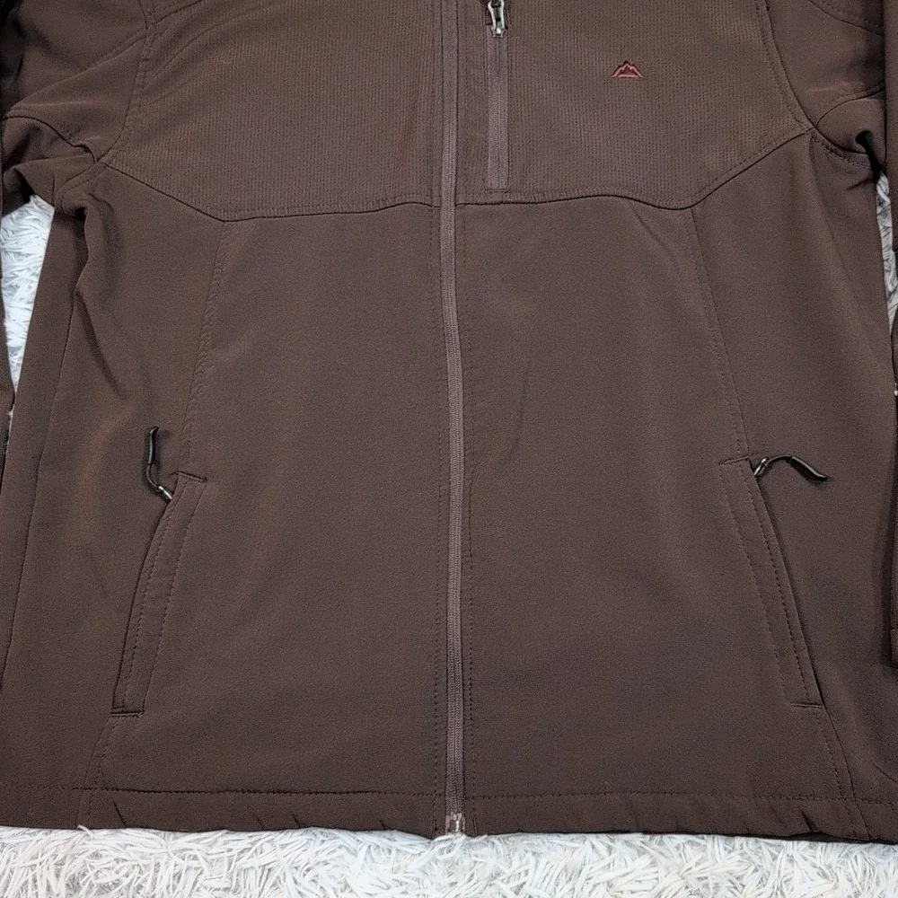 Snozu Performance Jacket Mens XL‎ Brown Logo Zip Up Pockets Lightweight Comfy